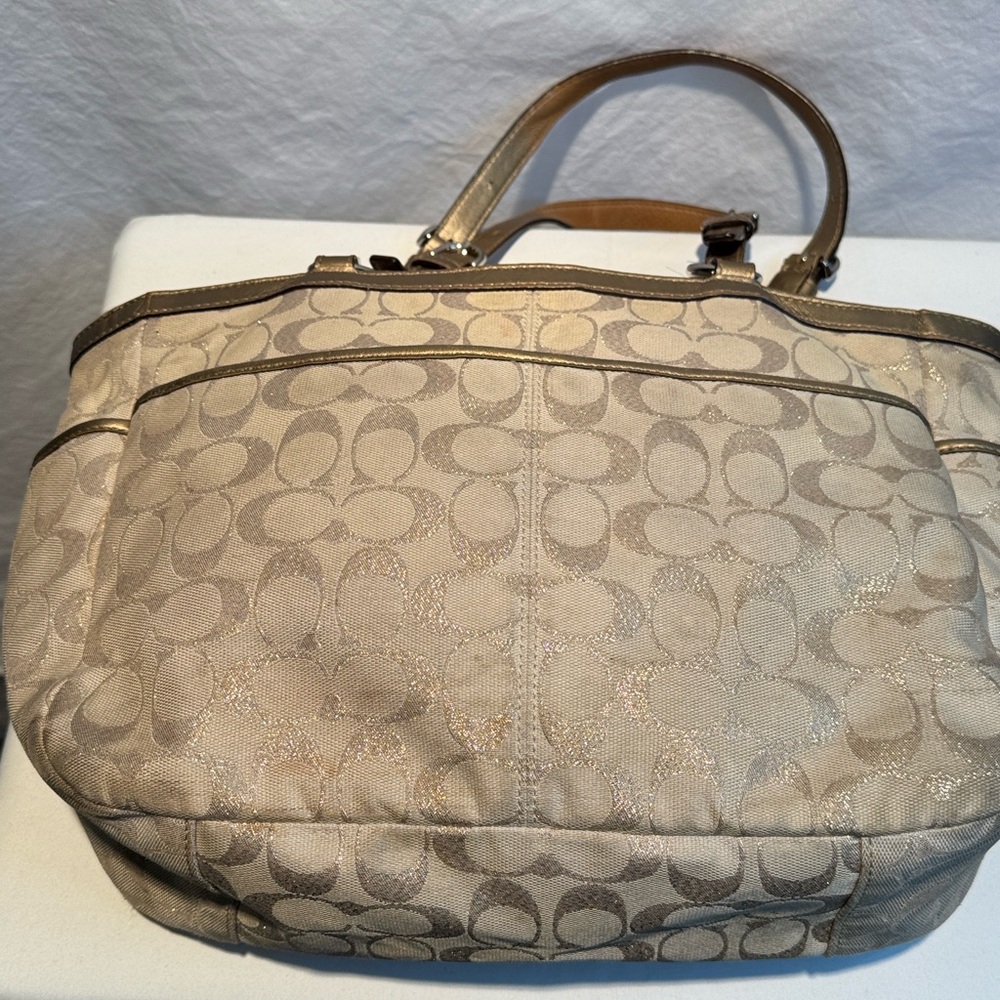 Coach Beige Signature Shoulder Bag - Picture 6 of 16